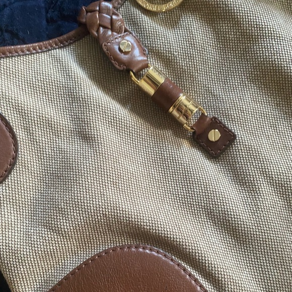 Micheal Kors brown braided leather and canvas shoulder bag purse - Picture 4 of 5